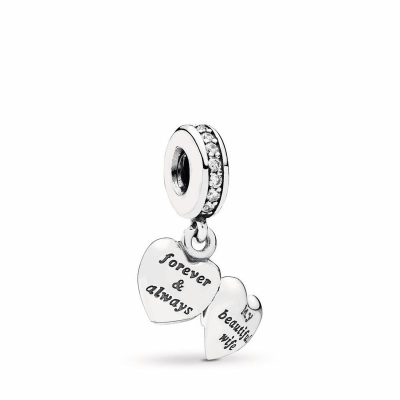 Pandora My Beautiful Wife Dangle Charm - Sterling Silver/Cubic Zirconia - Canada | PU7611RA